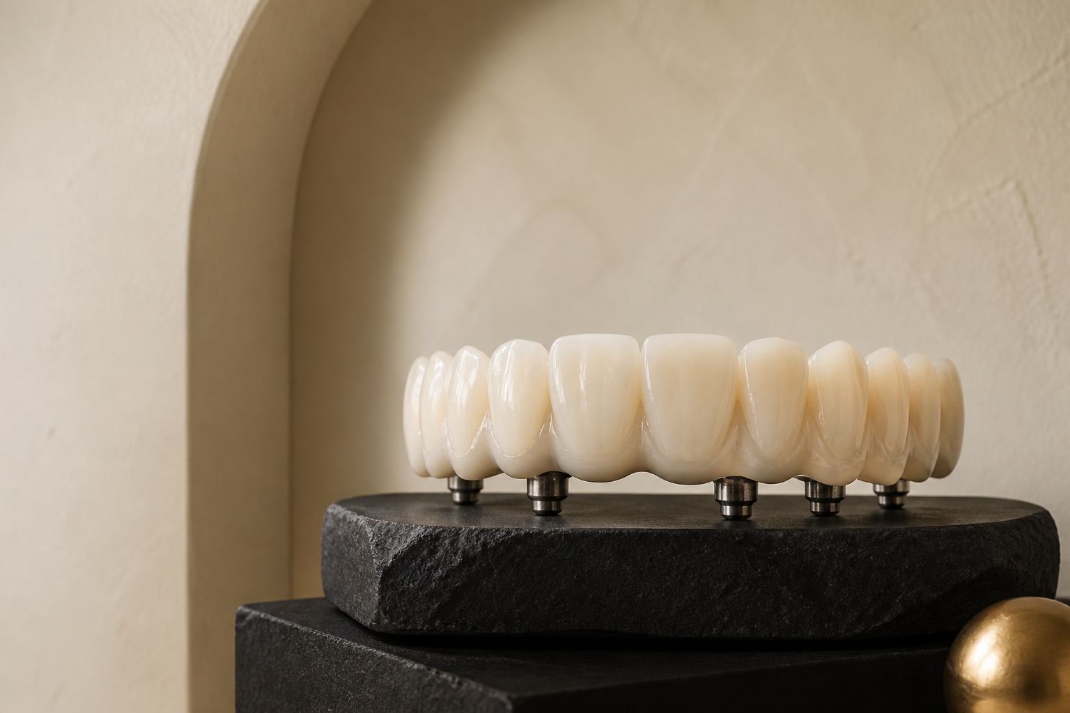 Fixed full-arch teeth supported by implants