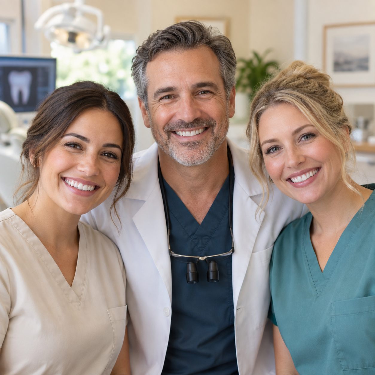 Illustrative dentist and staff; actual team photo coming soon